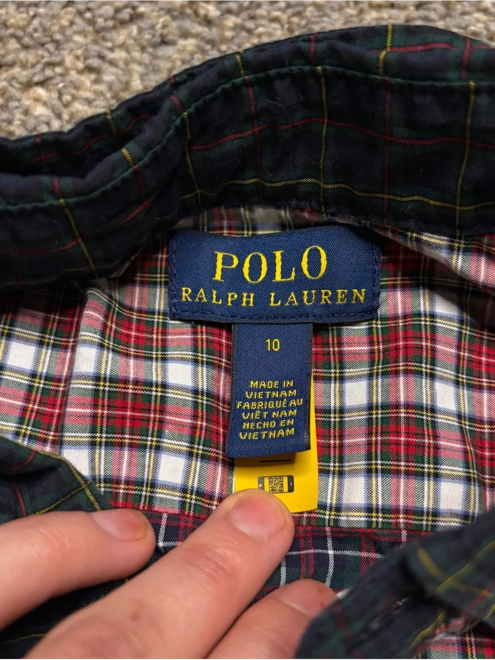 Polo Ralph Lauren girls mixed patchwork button down shirt dress plaid retro size
